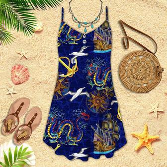 Dragons Pirates Pattern Spaghetti Strap Summer Dress | Newhawaiianshirts CA