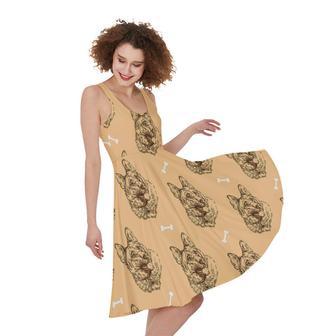 Drawing German Shepherd Pattern Print Sleeveless Knee Length Dress | Newhawaiianshirts AU