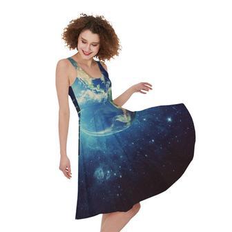 Earth And Space Print Sleeveless Knee Length Dress | Newhawaiianshirts