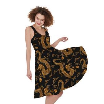 Eastern Dragon Pattern Print Sleeveless Knee Length Dress | Newhawaiianshirts AU