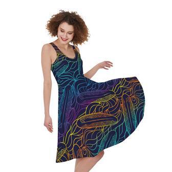 EDM Surfing Wave Pattern Print Sleeveless Knee Length Dress | Newhawaiianshirts DE