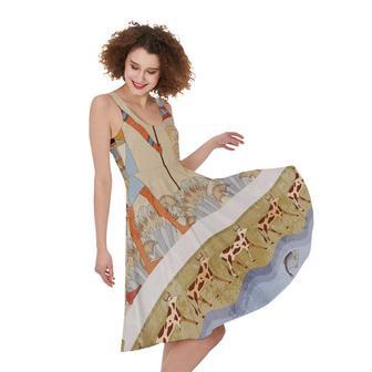 Egyptian Gods And Pharaohs Print Sleeveless Knee Length Dress | Newhawaiianshirts CA