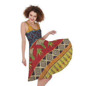 Egyptian Tribal Pattern Print Sleeveless Knee Length Dress | Newhawaiianshirts AU