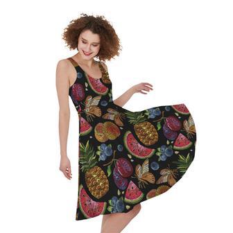 Embroidery Tropical Pattern Print Sleeveless Knee Length Dress | Newhawaiianshirts DE