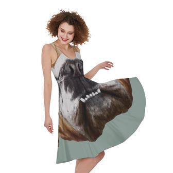 English Bulldog Portrait Print Sleeveless Knee Length Dress | Newhawaiianshirts AU