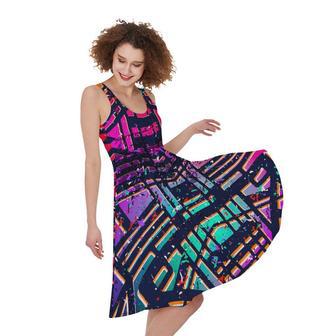 Ethnic Aztec Grunge Trippy Print Sleeveless Knee Length Dress | Newhawaiianshirts CA