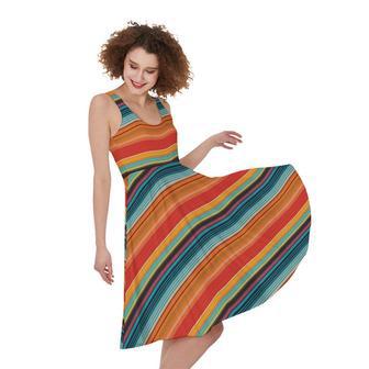 Ethnic Mexican Blanket Pattern Print Sleeveless Knee Length Dress | Newhawaiianshirts AU