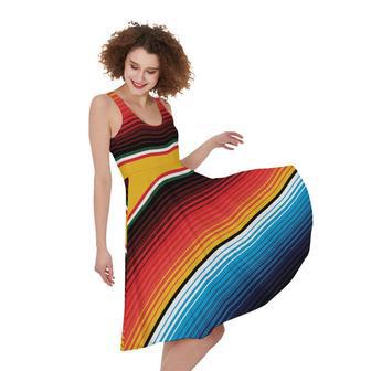 Ethnic Serape Blanket Pattern Print Sleeveless Knee Length Dress | Newhawaiianshirts