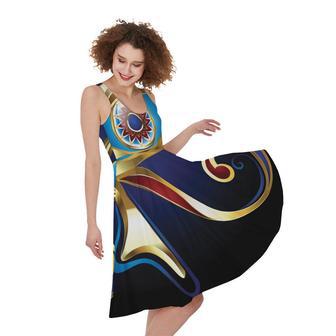 Eye Of Horus Amulet Print Sleeveless Knee Length Dress | Newhawaiianshirts AU