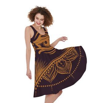 Eye of Providence Mandala Print Sleeveless Knee Length Dress | Newhawaiianshirts UK