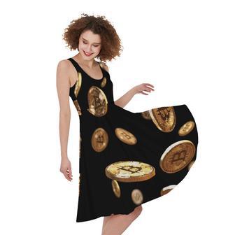 Falling Bitcoin Print Sleeveless Knee Length Dress | Newhawaiianshirts CA