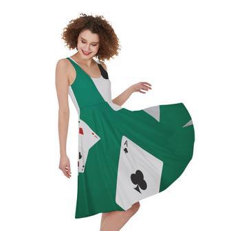 Falling Poker Cards Print Sleeveless Knee Length Dress | Newhawaiianshirts DE