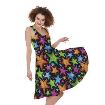 Fantastic Star Pattern Print Sleeveless Knee Length Dress | Newhawaiianshirts