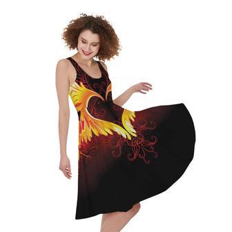 Fire Angel Wings Print Sleeveless Knee Length Dress | Newhawaiianshirts AU