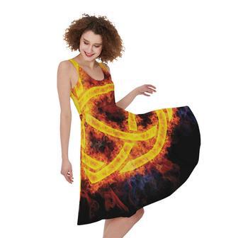 Fire Celtic Knot Print Sleeveless Knee Length Dress | Newhawaiianshirts DE