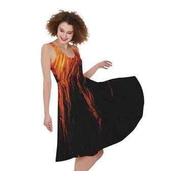 Fire Volcano Print Sleeveless Knee Length Dress | Newhawaiianshirts DE