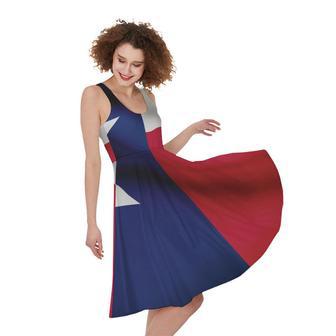 Flag Of Texas Print Sleeveless Knee Length Dress | Newhawaiianshirts AU