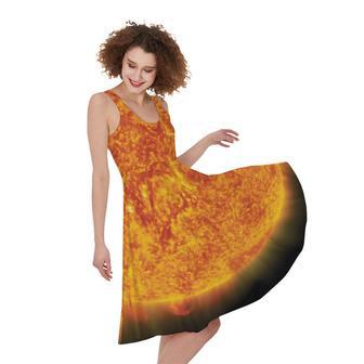 Flaming Sun Print Sleeveless Knee Length Dress | Newhawaiianshirts CA