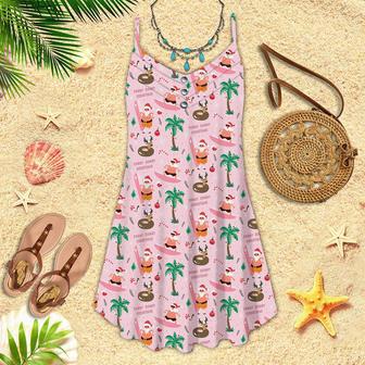 Flamingo Christmas in July Spaghetti Strap Summer Dress | Newhawaiianshirts AU