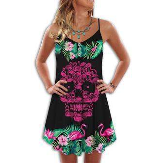 Flamingo Loves Summer Tropical Vibes Cool Skull - Summer Dress | Newhawaiianshirts DE