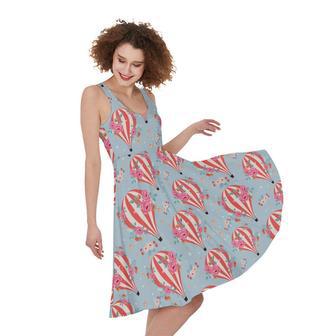 Floral Air Balloon Pattern Print Sleeveless Knee Length Dress | Newhawaiianshirts UK