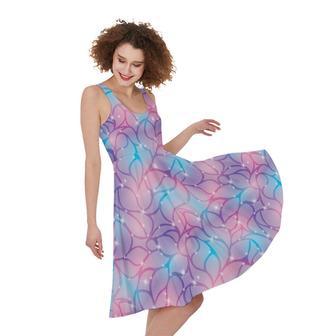 Floral Sparkle Print Sleeveless Knee Length Dress | Newhawaiianshirts UK