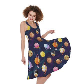 Food Planets Pattern Print Sleeveless Knee Length Dress | Newhawaiianshirts