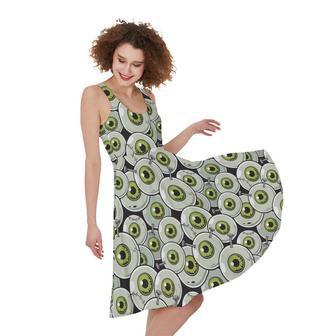 Frankenstein Eyeball Pattern Print Sleeveless Knee Length Dress | Newhawaiianshirts UK