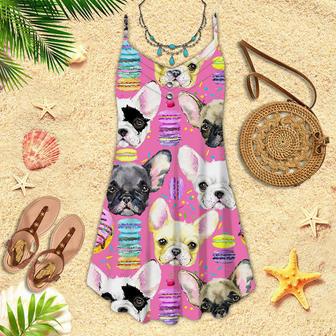 French Bulldog Sweet Dessert Pattern Spaghetti Strap Summer Dress | Newhawaiianshirts AU