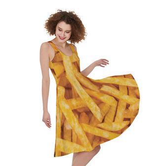 French Fries Print Sleeveless Knee Length Dress | Newhawaiianshirts AU