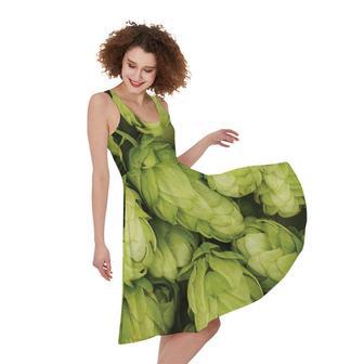 Fresh Hop Cone Print Sleeveless Knee Length Dress | Newhawaiianshirts AU