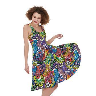 Funky Graffiti Pattern Print Sleeveless Knee Length Dress | Newhawaiianshirts DE