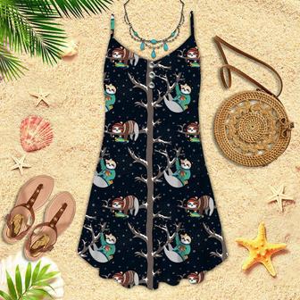 Funny Baby Sloths Sleeping On The Tree Spaghetti Strap Summer Dress | Newhawaiianshirts UK