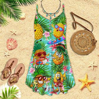 Funny Fruit Pineapple Love Summer Spaghetti Strap Summer Dress | Newhawaiianshirts UK