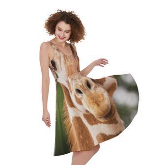 Funny Giraffe Print Sleeveless Knee Length Dress | Newhawaiianshirts DE