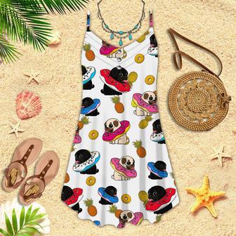 Funny Pug Pineapple Connection Spaghetti Strap Summer Dress | Newhawaiianshirts UK