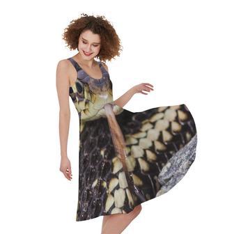 Garter Snake Print Sleeveless Knee Length Dress | Newhawaiianshirts