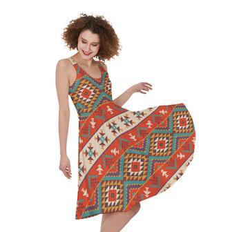 Geometric Native Navajo Print Sleeveless Knee Length Dress | Newhawaiianshirts CA