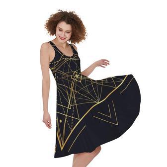 Geometric Pyramid Print Sleeveless Knee Length Dress | Newhawaiianshirts AU