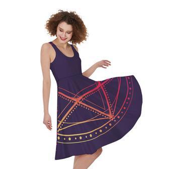 Geometric Star of David Print Sleeveless Knee Length Dress | Newhawaiianshirts CA