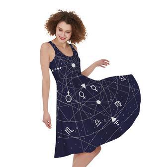 Geometric Zodiac Signs Print Sleeveless Knee Length Dress | Newhawaiianshirts UK