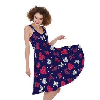 Girly Heart And Butterfly Pattern Print Sleeveless Knee Length Dress | Newhawaiianshirts