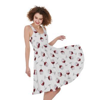 Glasses Of Wine Pattern Print Sleeveless Knee Length Dress | Newhawaiianshirts CA