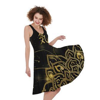 Golden Reiki Print Sleeveless Knee Length Dress | Newhawaiianshirts UK