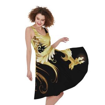 Golden Rooster Print Sleeveless Knee Length Dress | Newhawaiianshirts CA