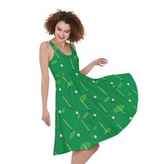 Golf Course Pattern Print Sleeveless Knee Length Dress | Newhawaiianshirts DE