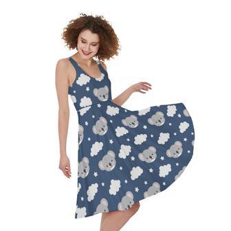 Good Night Koala Pattern Print Sleeveless Knee Length Dress | Newhawaiianshirts DE