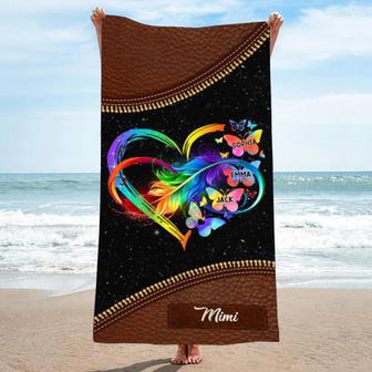 Grandma Grandkids Infinity Love Personalized Beach Towels Gift Idea | Newhawaiianshirts