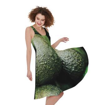 Green Avocado Print Sleeveless Knee Length Dress | Newhawaiianshirts AU