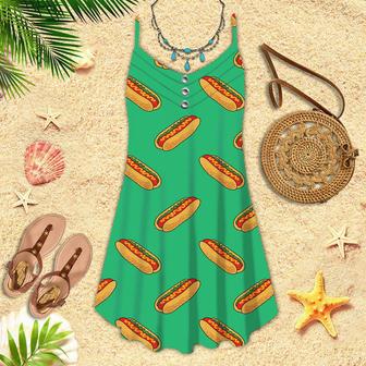 Green Hotdogs Spaghetti Strap Summer Dress | Newhawaiianshirts DE